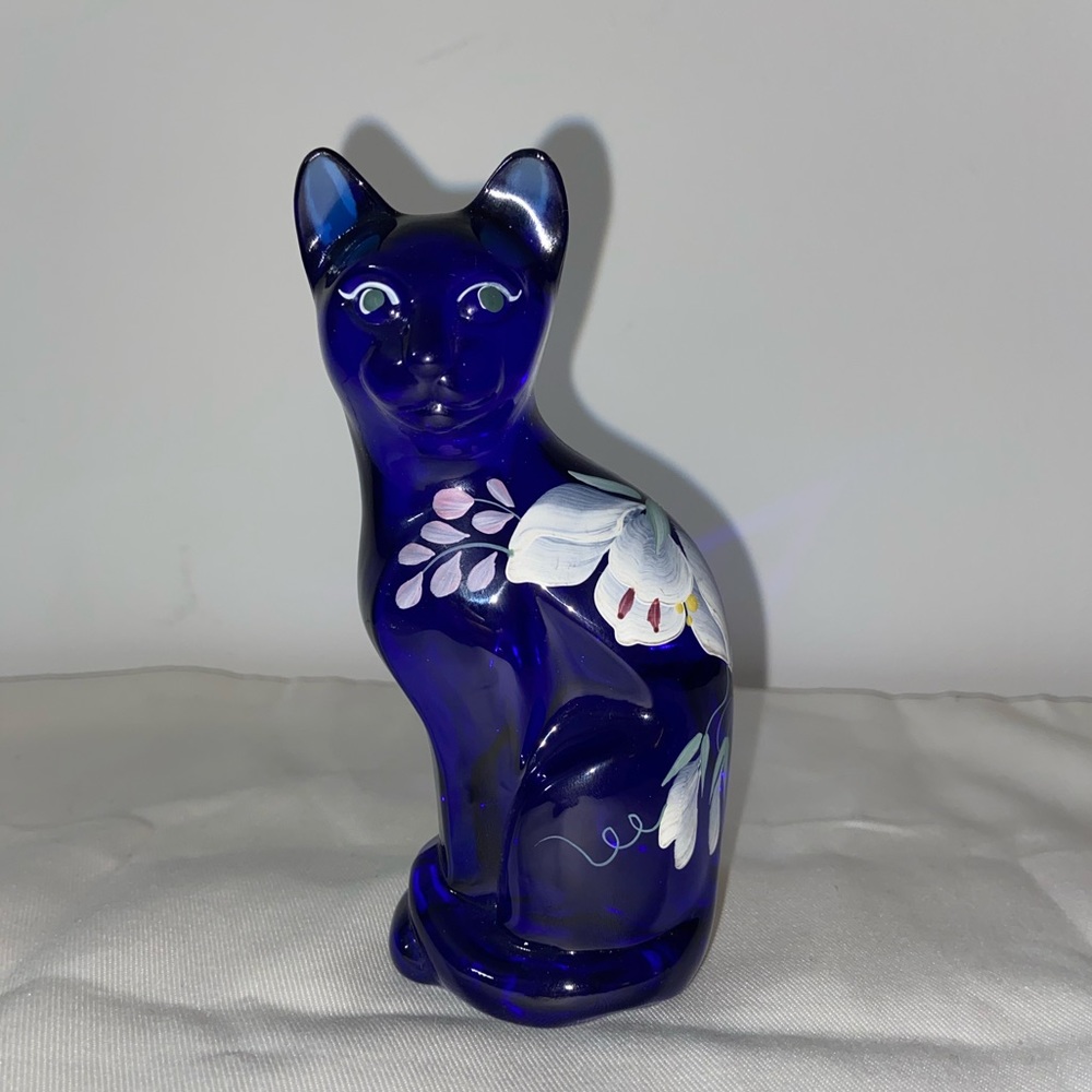 Original Fenton Cobalt Blue Large Cat Figurine